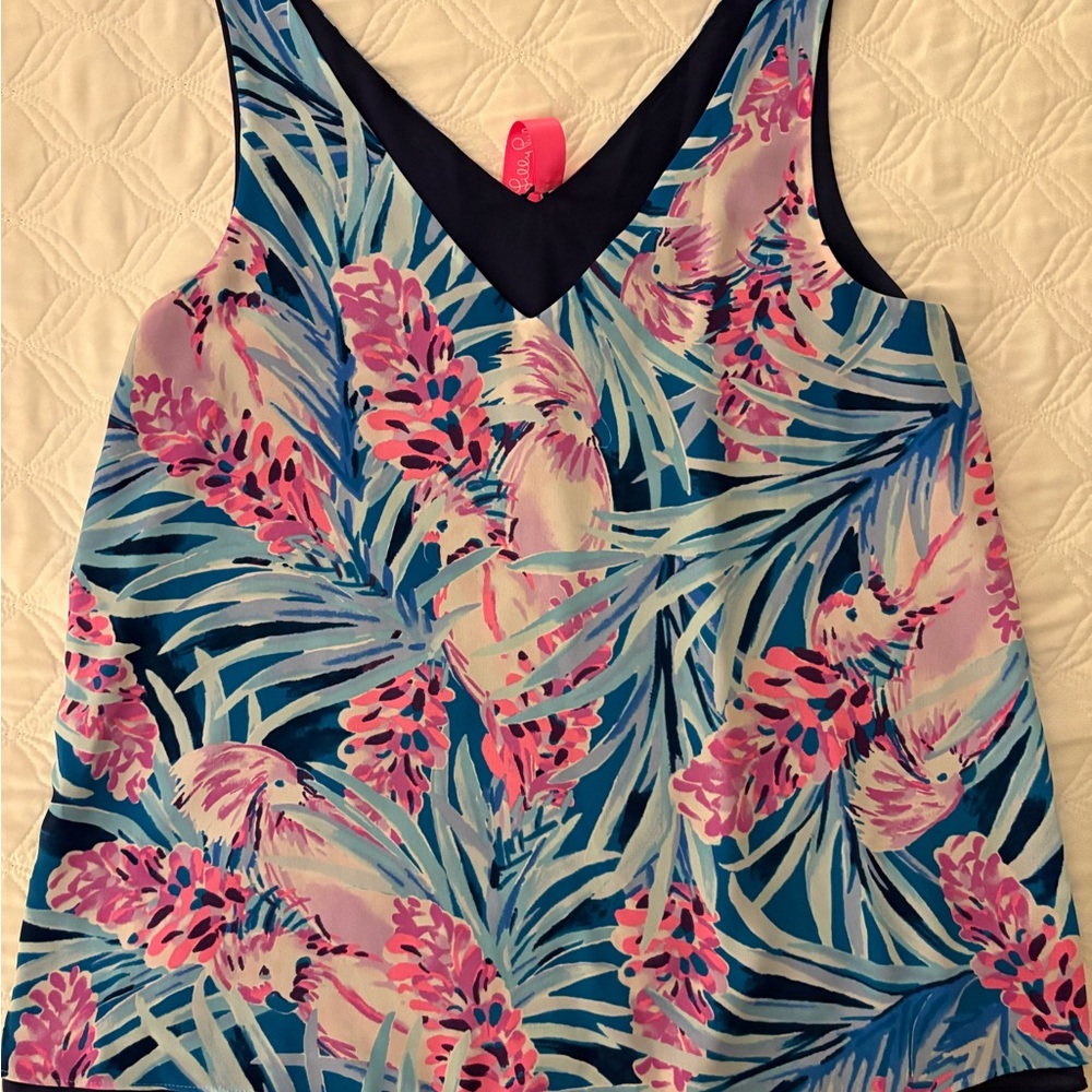 Lilly Pulitzer Pink and Blue Floral Tank Top